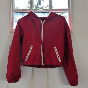 Forever 21 S Red Jacket White Zipper